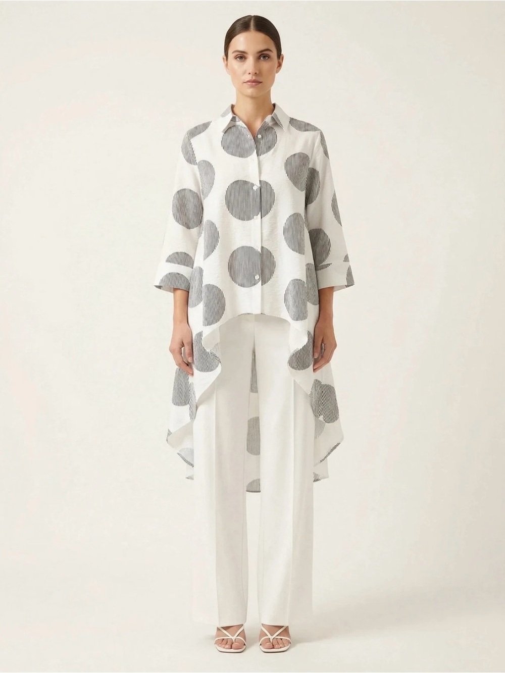 P. Luca Milano High Low Cotton Blouse Small